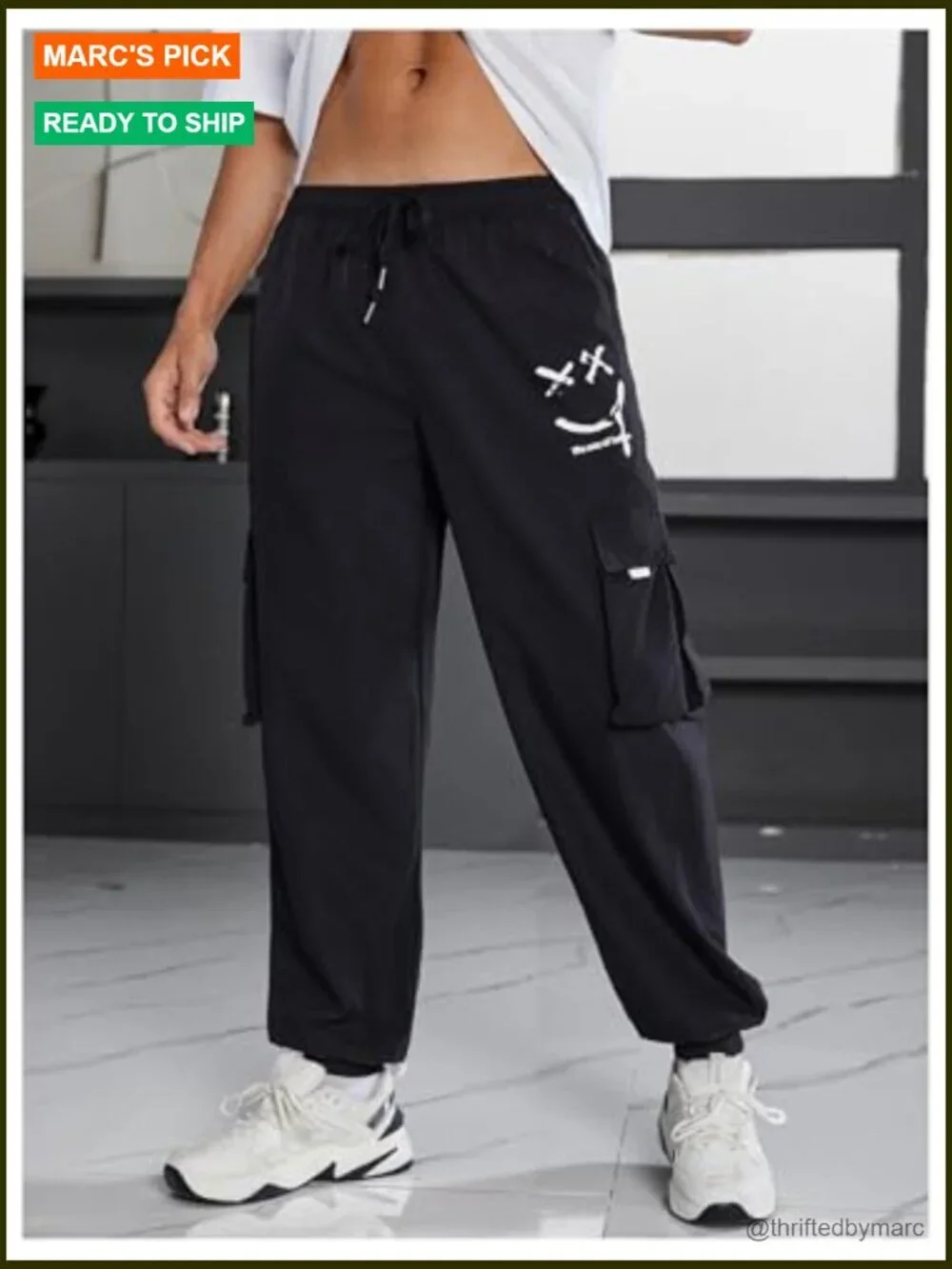 Men's Cargo Joggers with Pockets Pull On Lightweight Street Pants